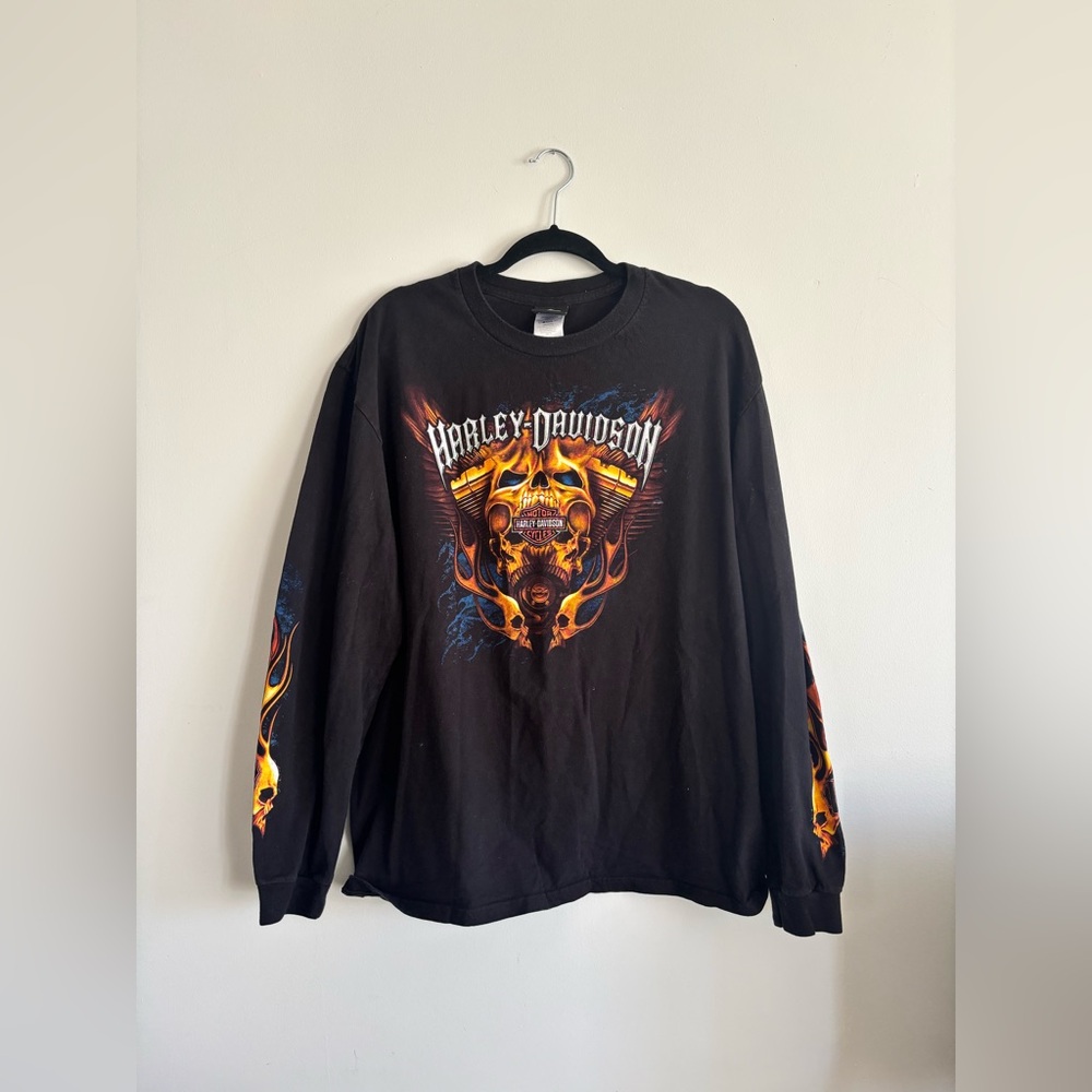Harley Davidson motorcycle long sleeve t-shirt black XL
